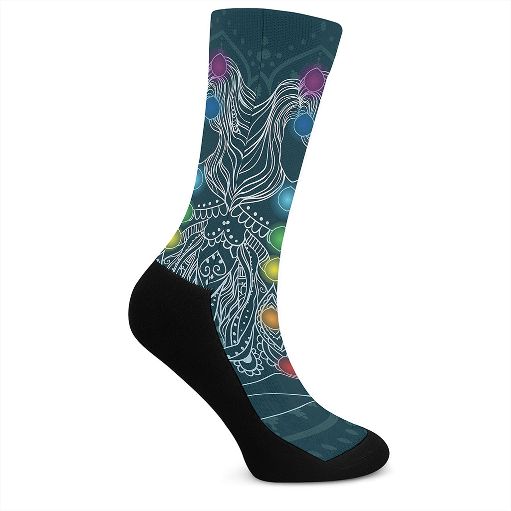 Bohemian Seven Chakras Print Crew Socks