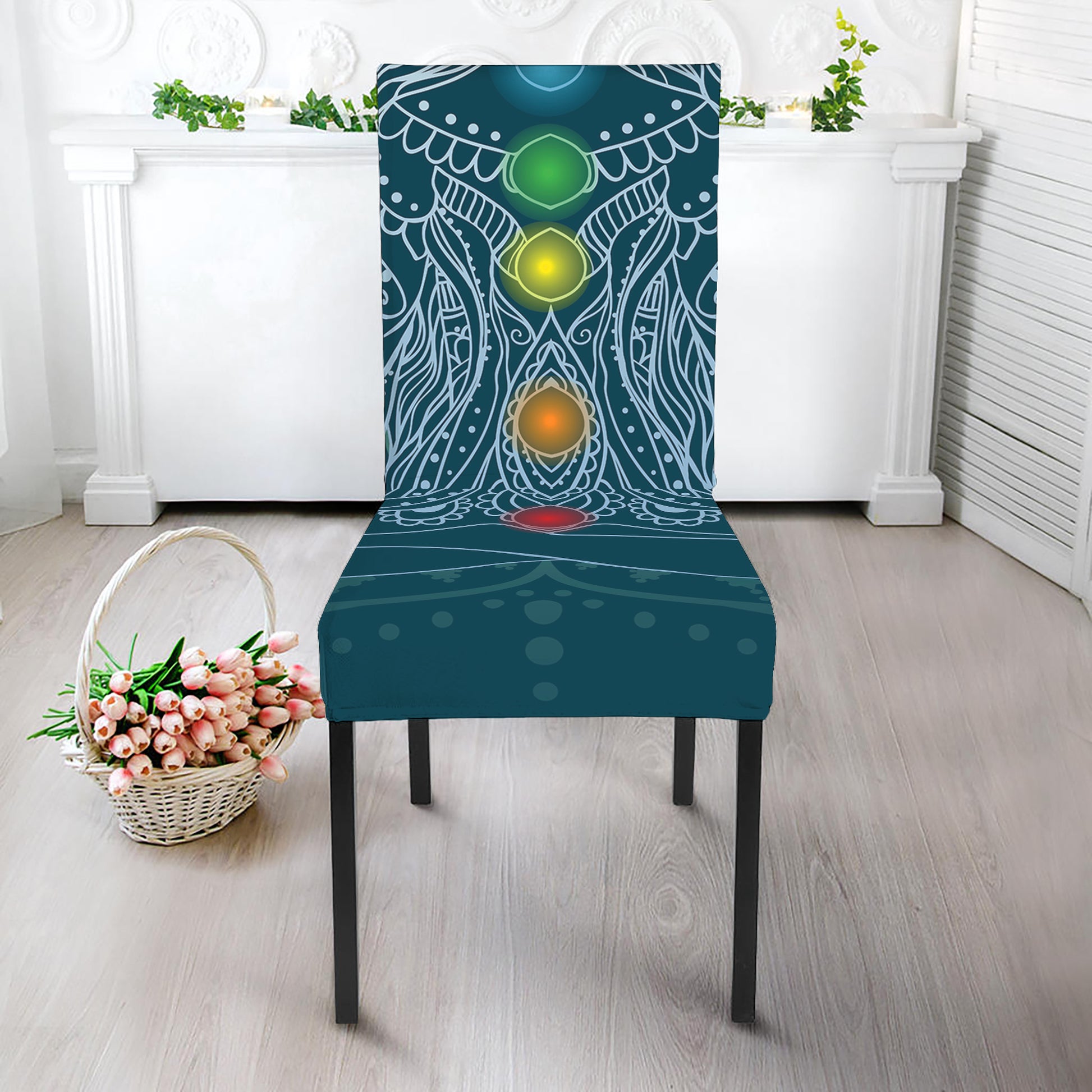 Bohemian Seven Chakras Print Dining Chair Slipcover