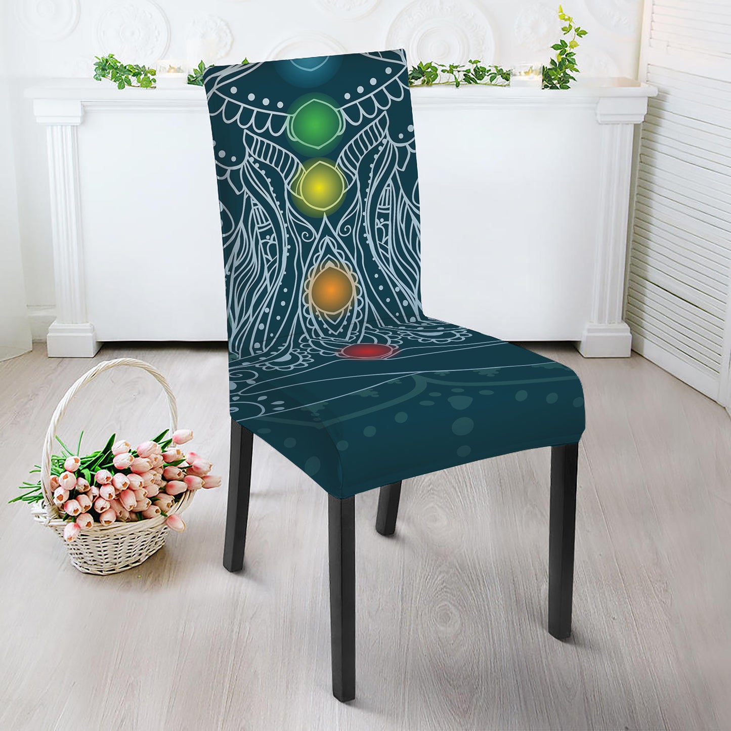 Bohemian Seven Chakras Print Dining Chair Slipcover