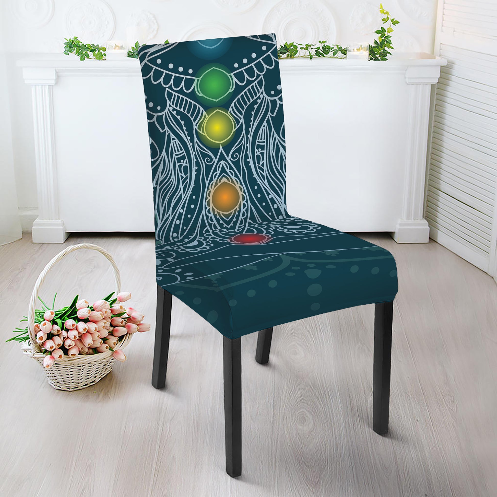 Bohemian Seven Chakras Print Dining Chair Slipcover