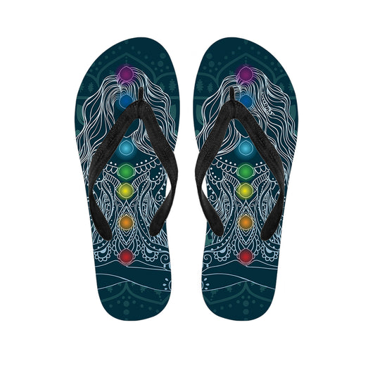 Bohemian Seven Chakras Print Flip Flops
