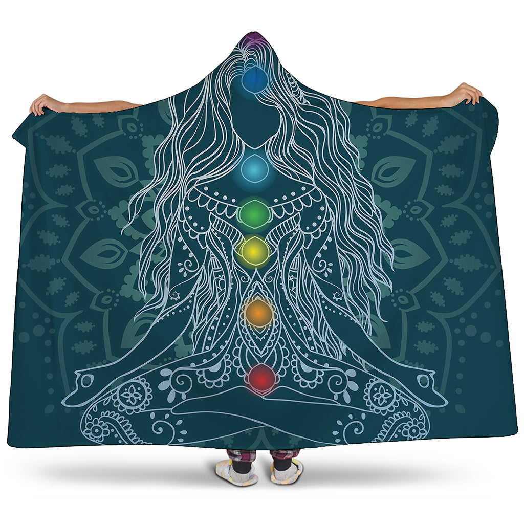 Bohemian Seven Chakras Print Hooded Blanket
