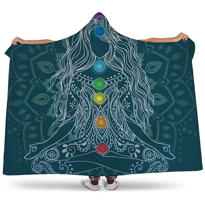 Bohemian Seven Chakras Print Hooded Blanket