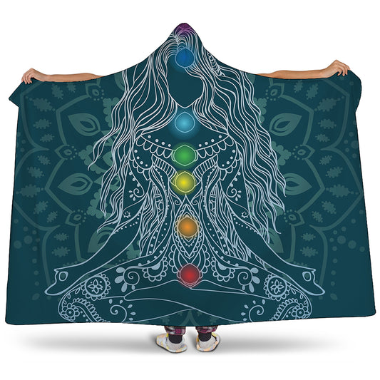 Bohemian Seven Chakras Print Hooded Blanket
