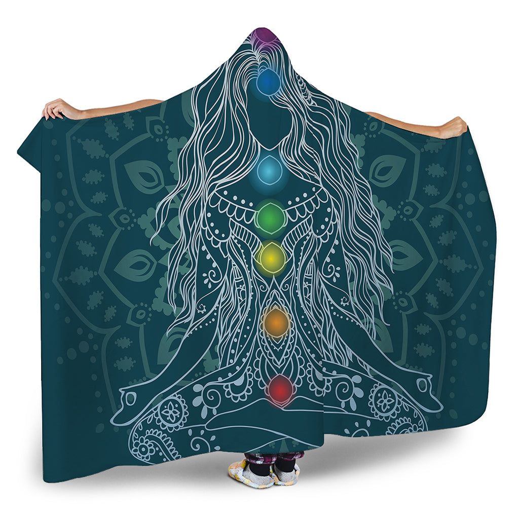 Bohemian Seven Chakras Print Hooded Blanket