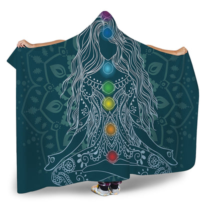 Bohemian Seven Chakras Print Hooded Blanket