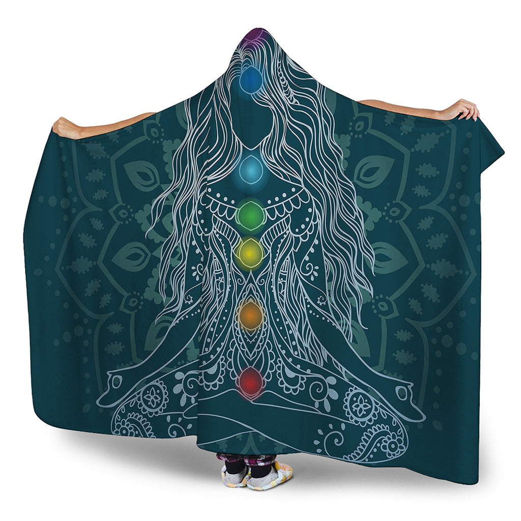 Bohemian Seven Chakras Print Hooded Blanket