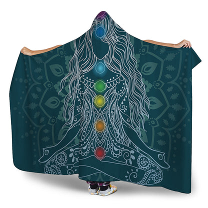 Bohemian Seven Chakras Print Hooded Blanket