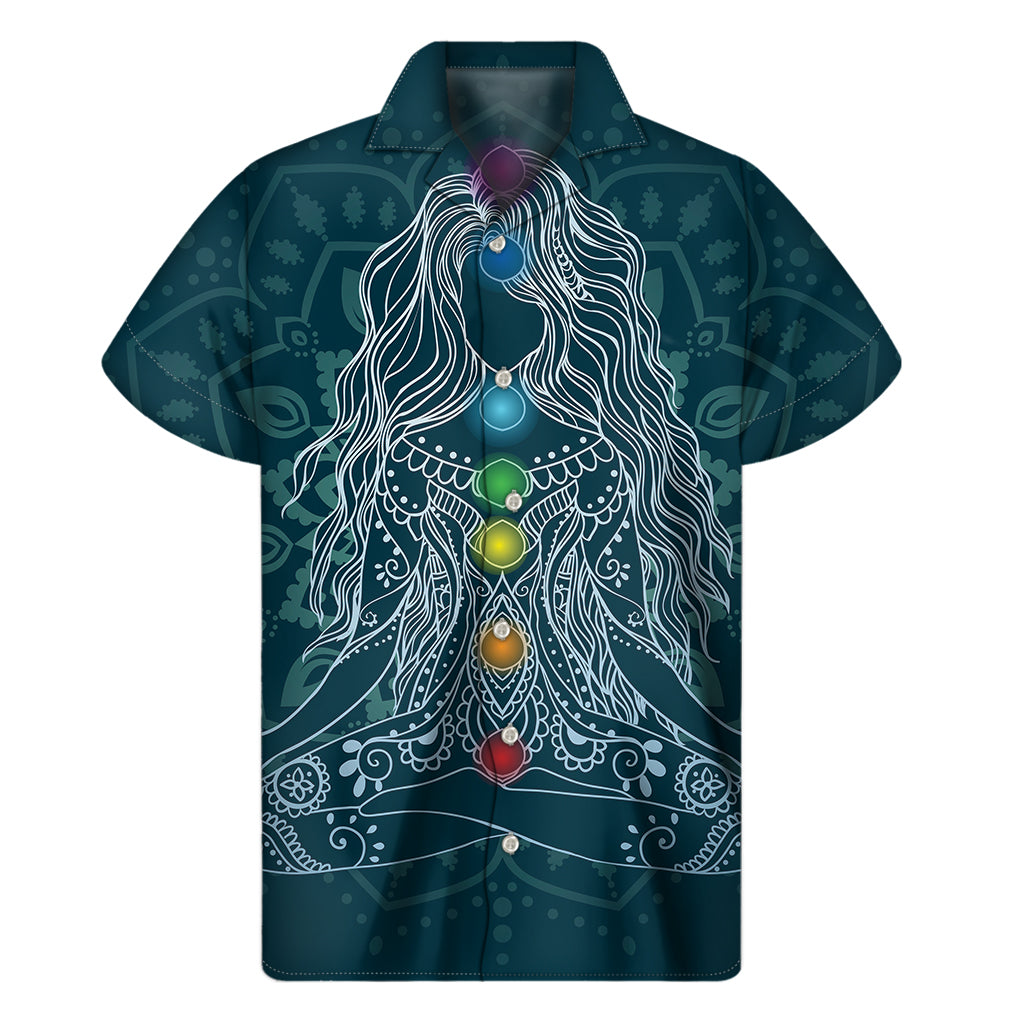 Bohemian Seven Chakras Print Men's Short Sleeve Shirt