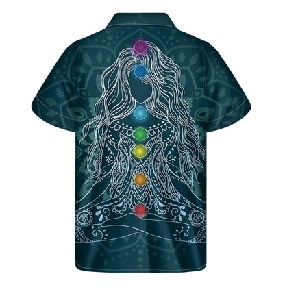 Bohemian Seven Chakras Print Men's Short Sleeve Shirt
