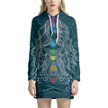 Bohemian Seven Chakras Print Pullover Hoodie Dress