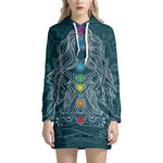 Bohemian Seven Chakras Print Pullover Hoodie Dress