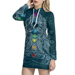 Bohemian Seven Chakras Print Pullover Hoodie Dress