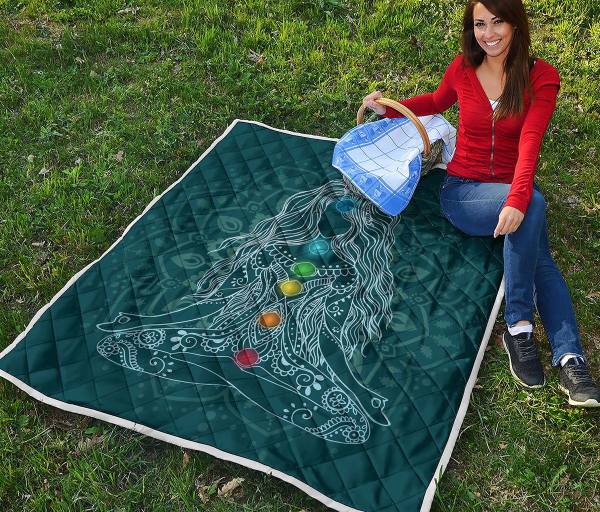 Bohemian Seven Chakras Print Quilt