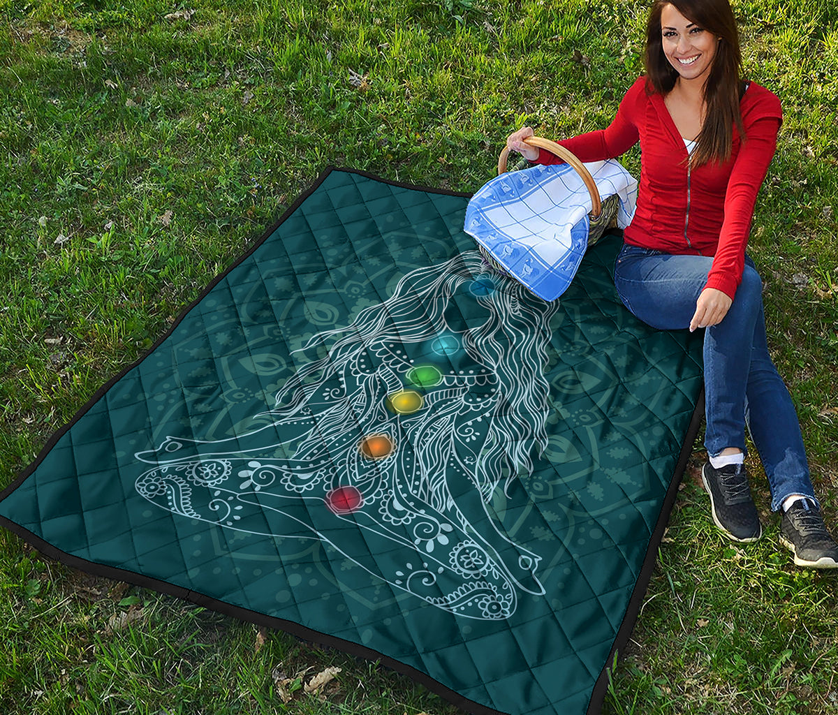 Bohemian Seven Chakras Print Quilt