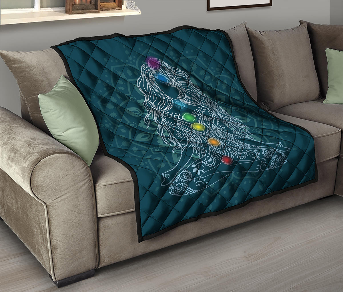 Bohemian Seven Chakras Print Quilt