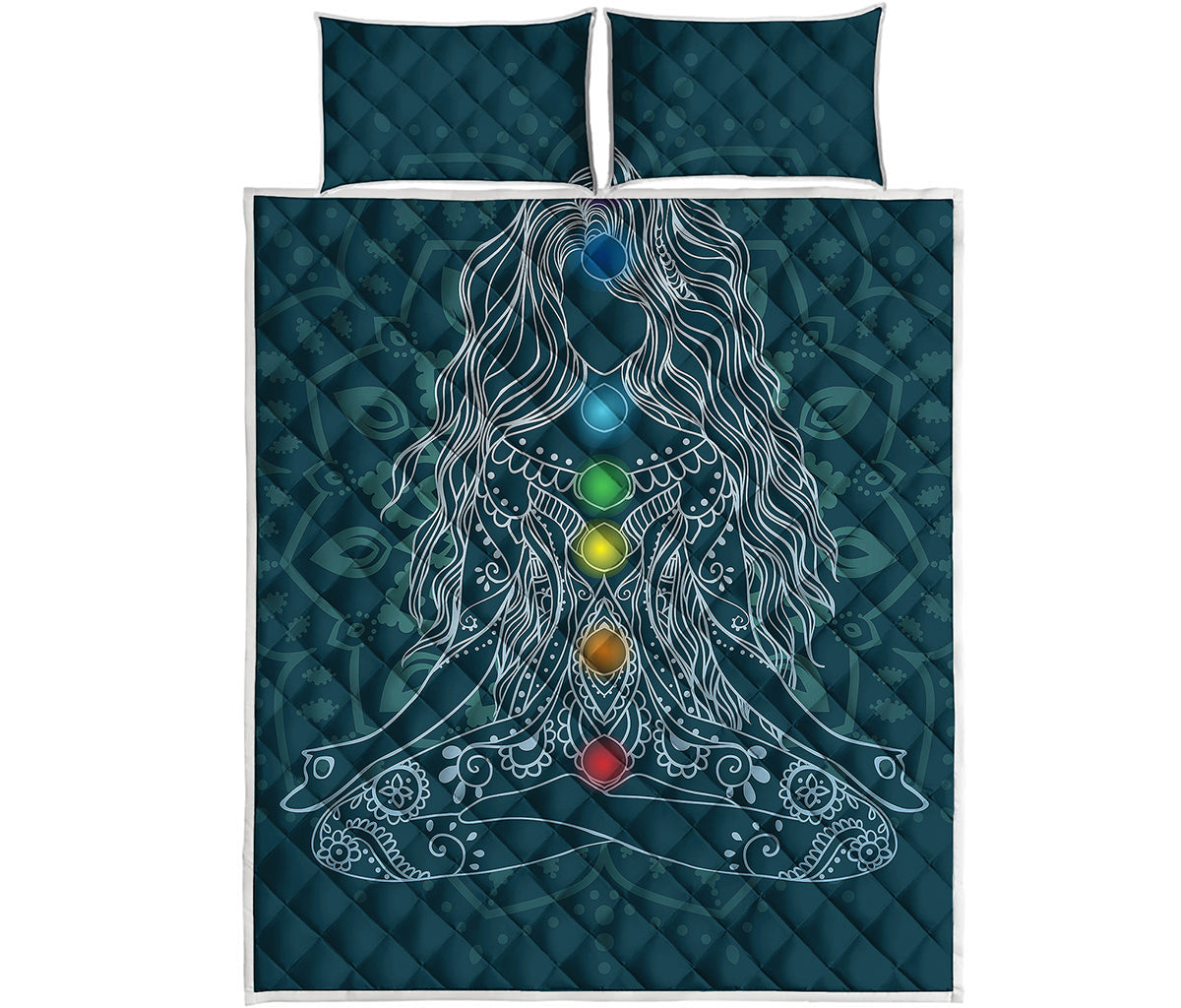 Bohemian Seven Chakras Print Quilt Bed Set