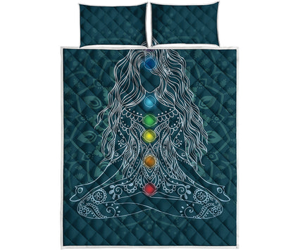 Bohemian Seven Chakras Print Quilt Bed Set