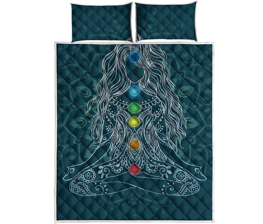 Bohemian Seven Chakras Print Quilt Bed Set