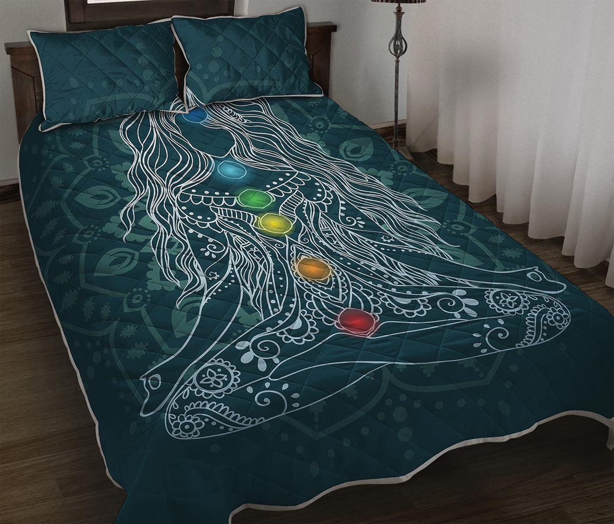 Bohemian Seven Chakras Print Quilt Bed Set