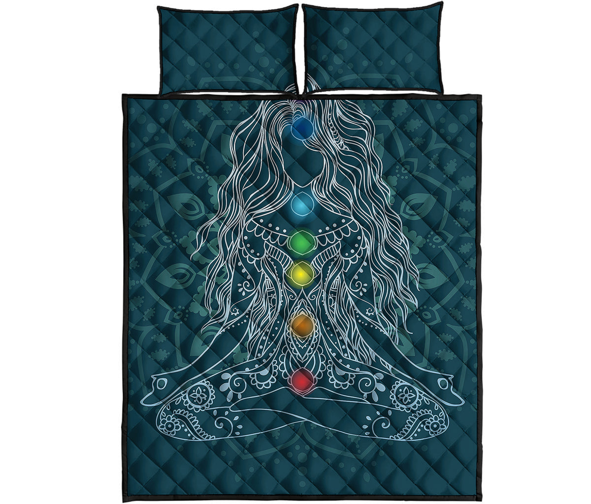 Bohemian Seven Chakras Print Quilt Bed Set