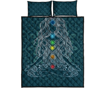 Bohemian Seven Chakras Print Quilt Bed Set