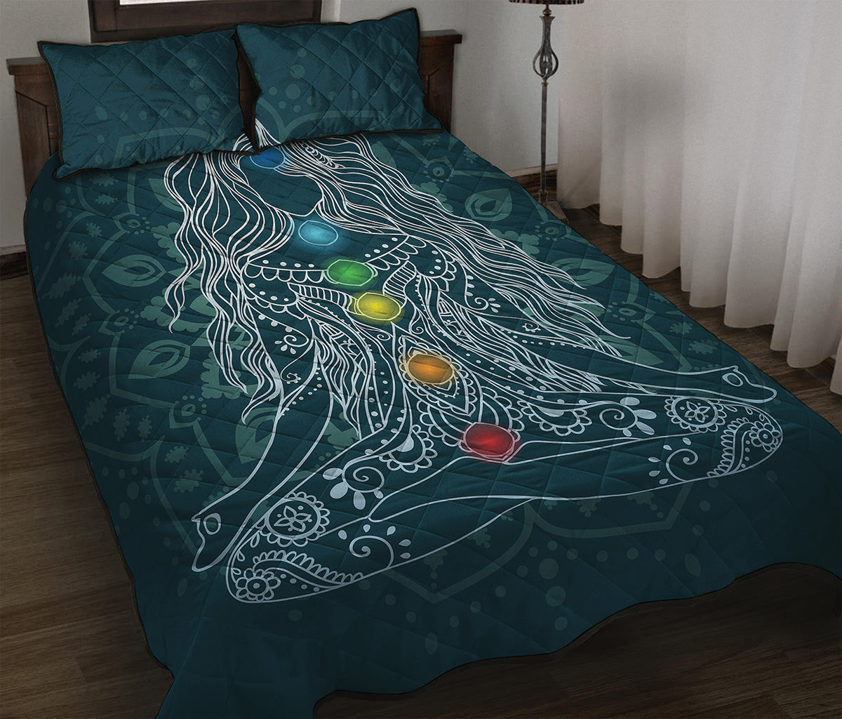 Bohemian Seven Chakras Print Quilt Bed Set