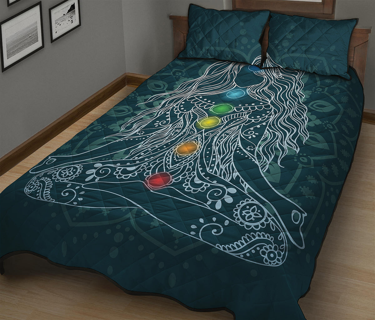 Bohemian Seven Chakras Print Quilt Bed Set
