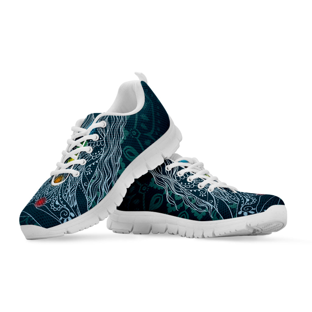 Bohemian Seven Chakras Print White Sneakers