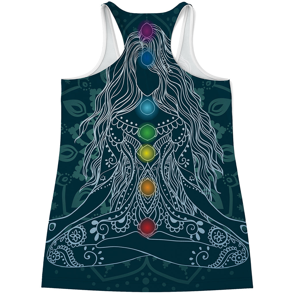 Bohemian Seven Chakras Print Women's Racerback Tank Top
