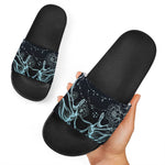 Bohemian Spiritual Deer Print Black Slide Sandals