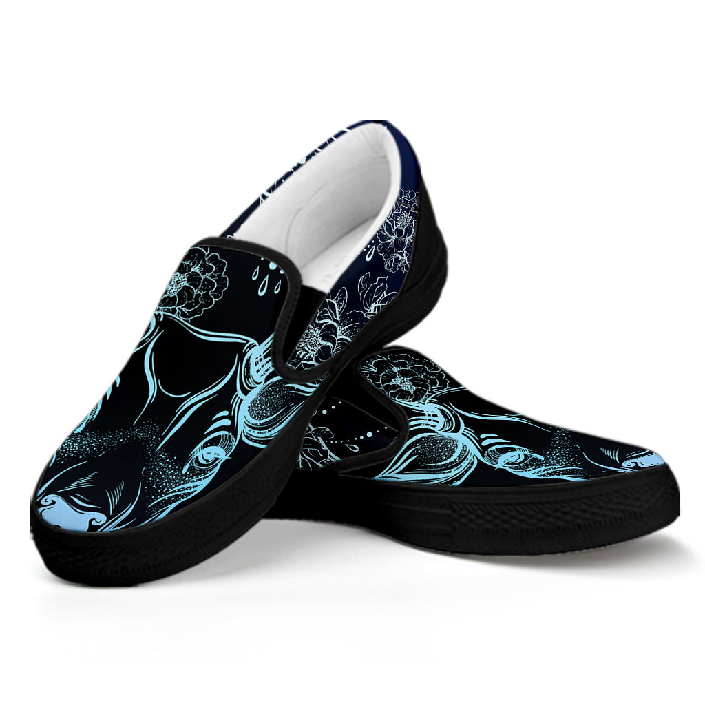 Bohemian Spiritual Deer Print Black Slip On Shoes
