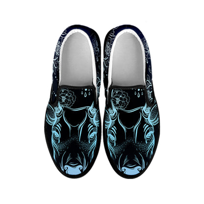 Bohemian Spiritual Deer Print Black Slip On Shoes