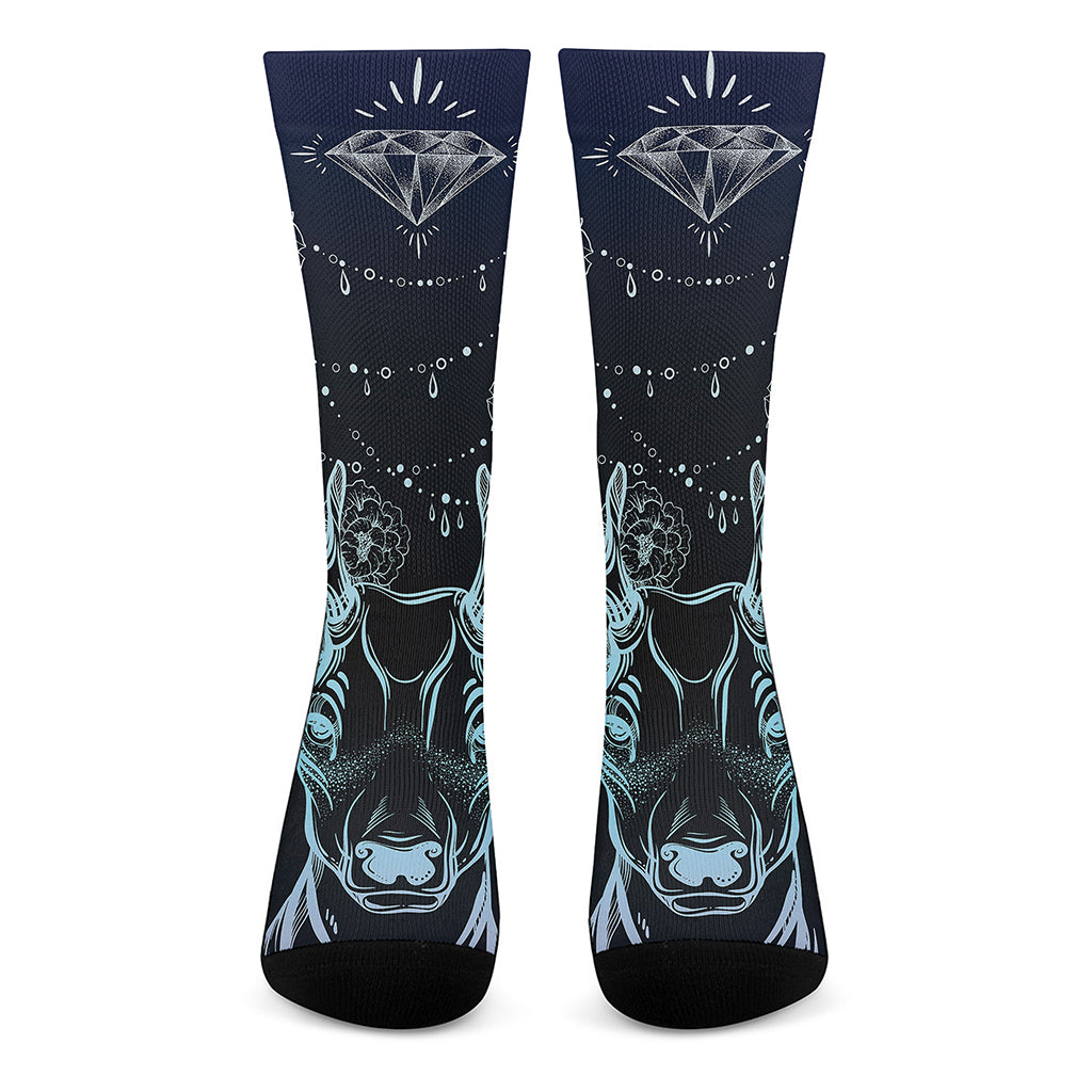 Bohemian Spiritual Deer Print Crew Socks