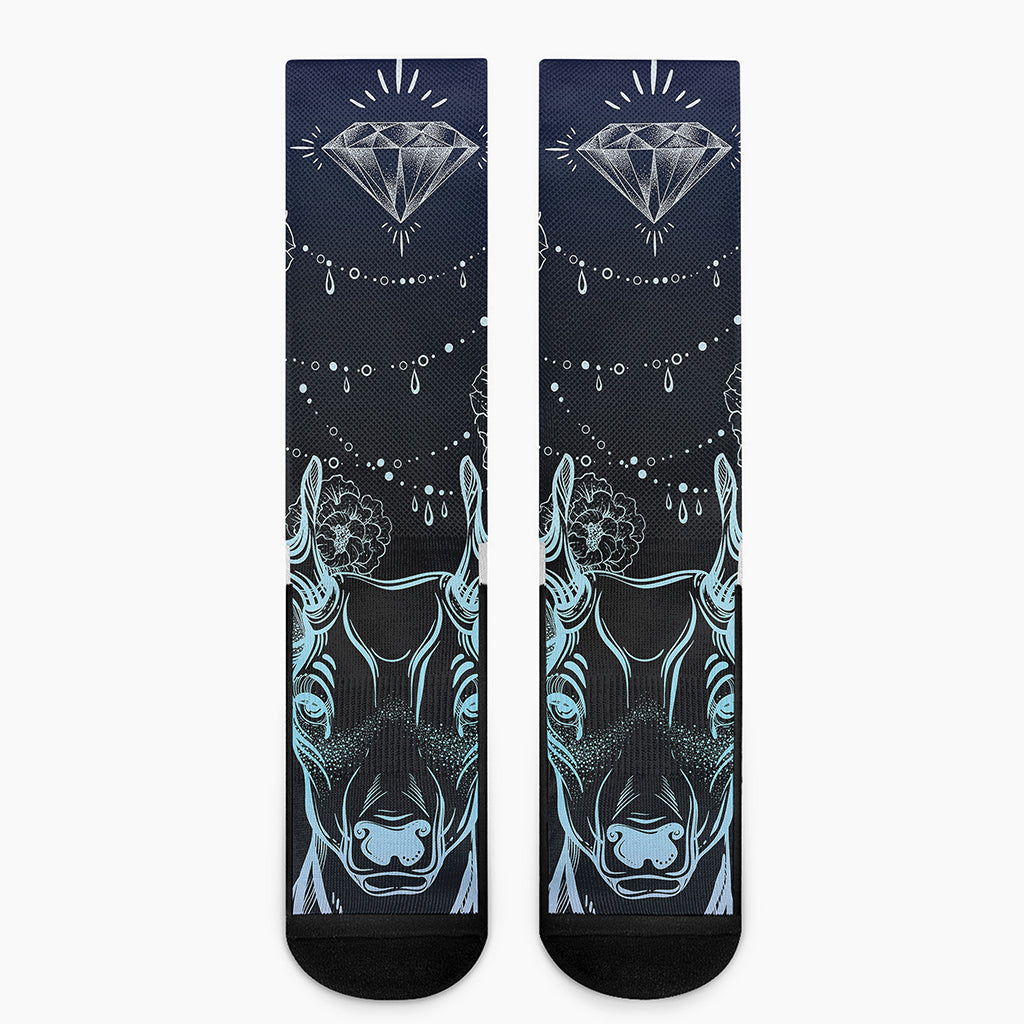 Bohemian Spiritual Deer Print Crew Socks