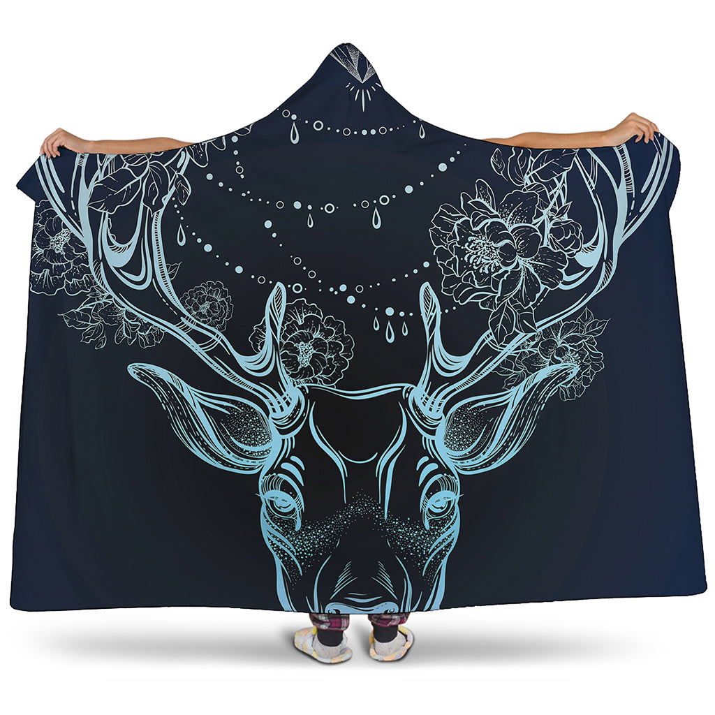 Bohemian Spiritual Deer Print Hooded Blanket