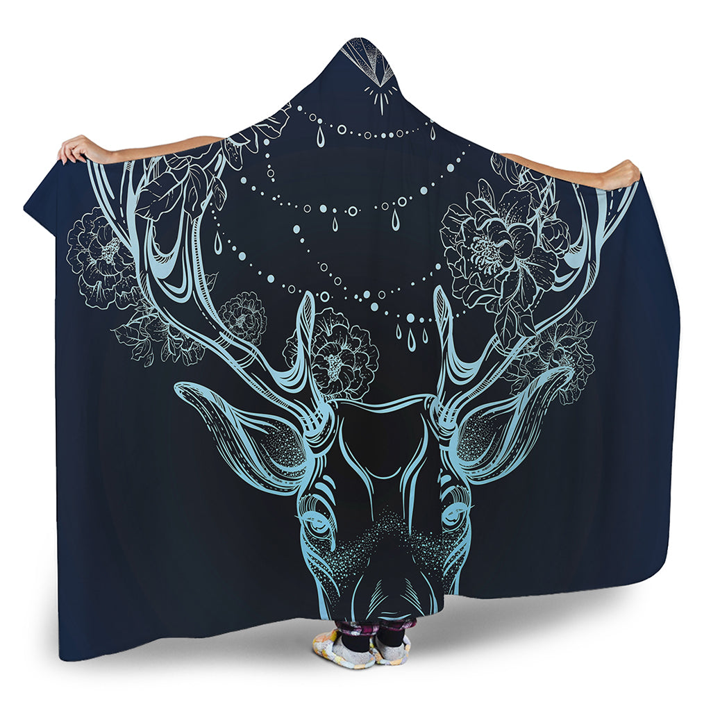 Bohemian Spiritual Deer Print Hooded Blanket