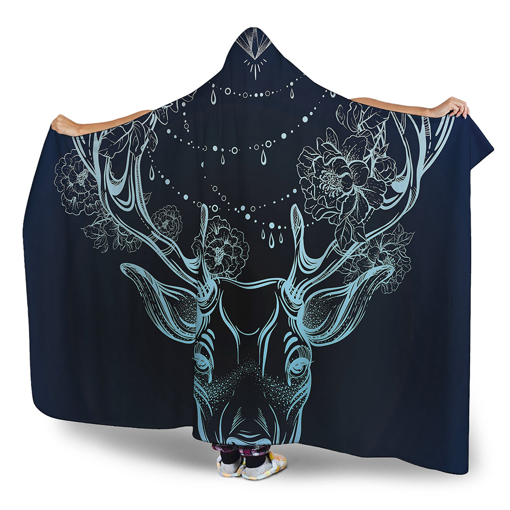 Bohemian Spiritual Deer Print Hooded Blanket