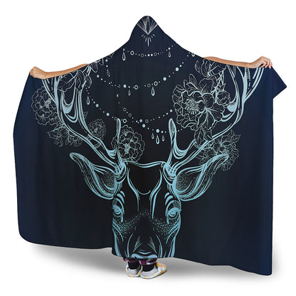 Bohemian Spiritual Deer Print Hooded Blanket