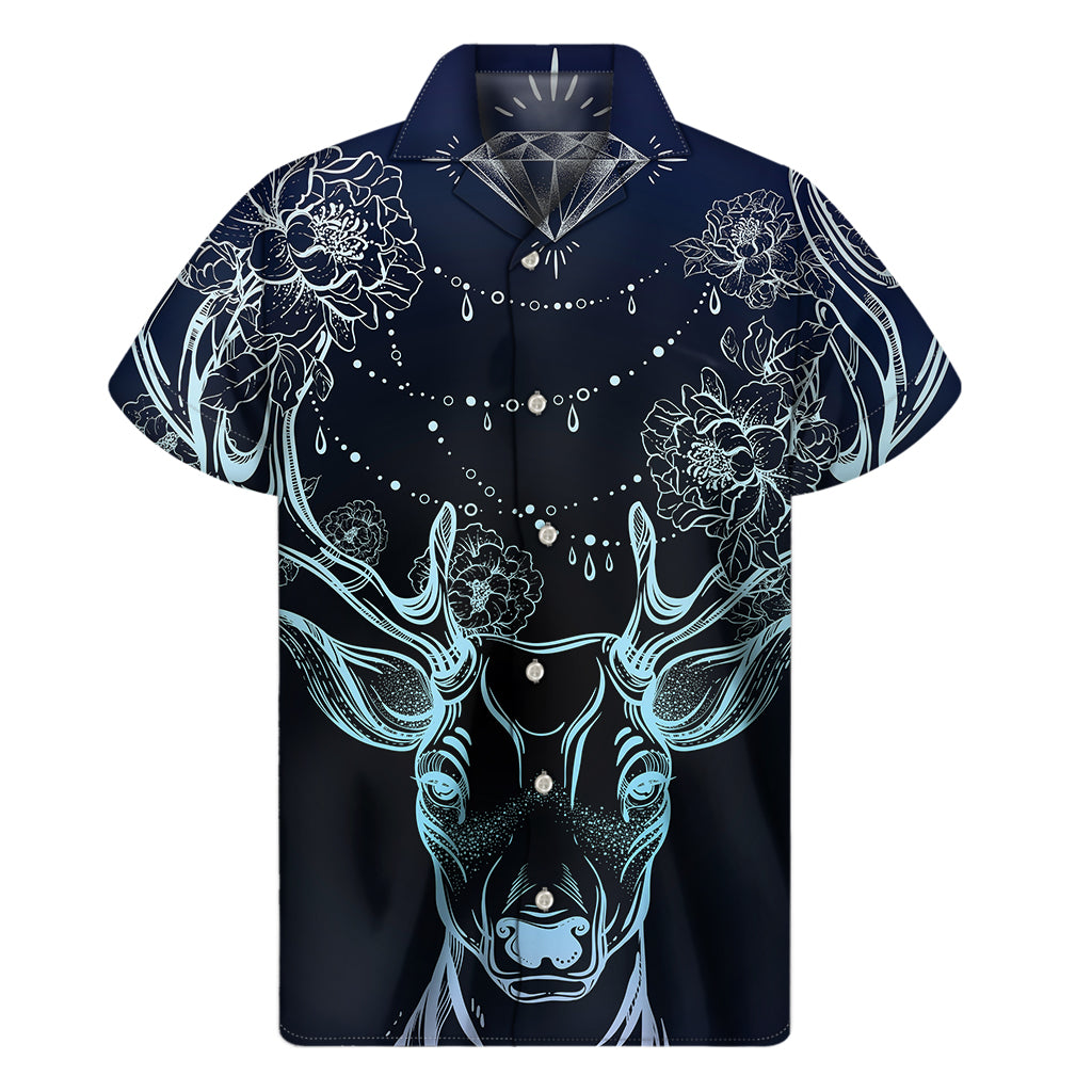Bohemian Spiritual Deer Print Men's Short Sleeve Shirt