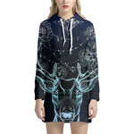 Bohemian Spiritual Deer Print Pullover Hoodie Dress