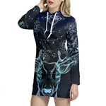 Bohemian Spiritual Deer Print Pullover Hoodie Dress