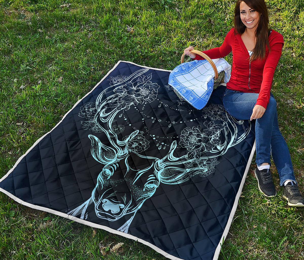 Bohemian Spiritual Deer Print Quilt