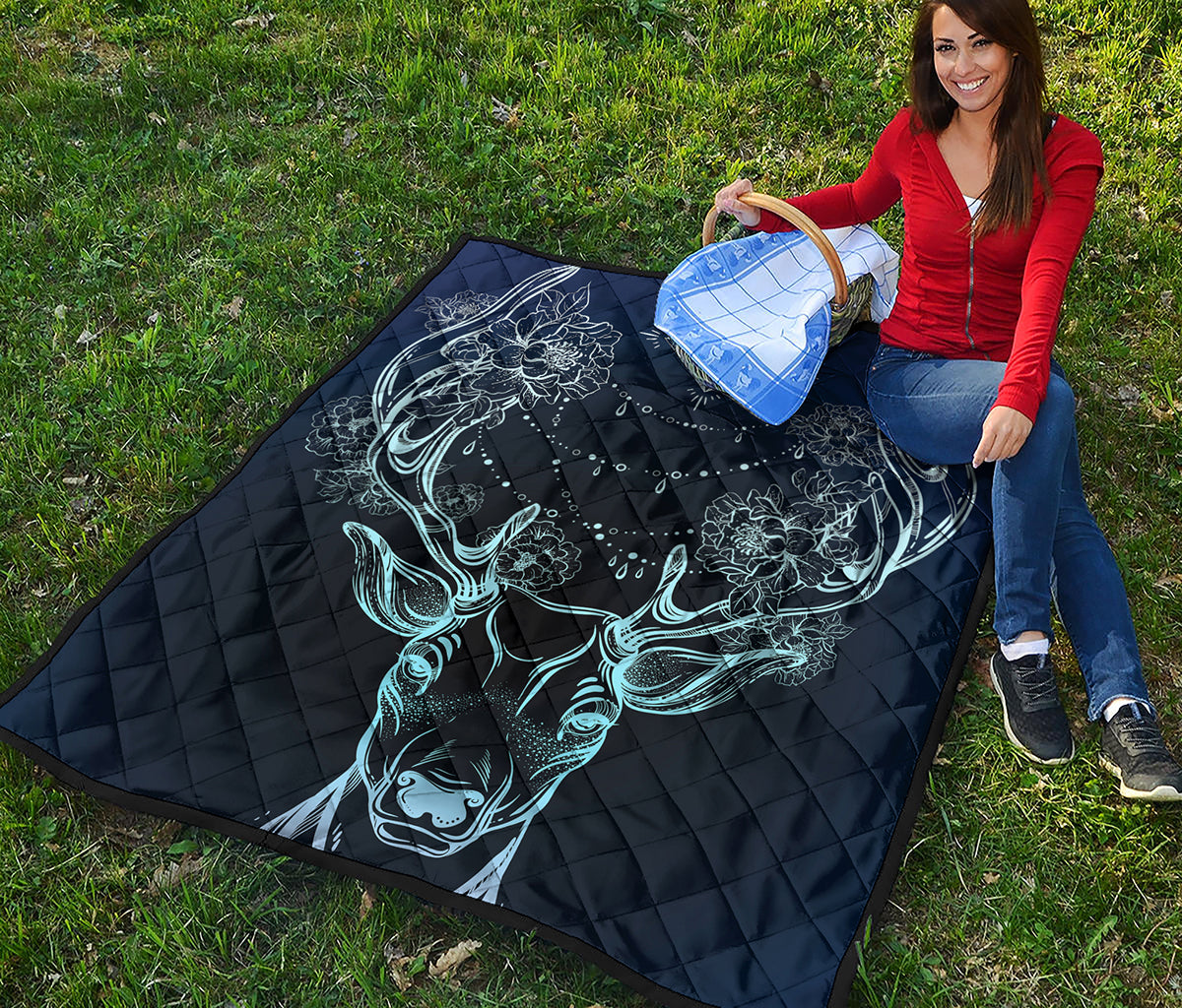 Bohemian Spiritual Deer Print Quilt