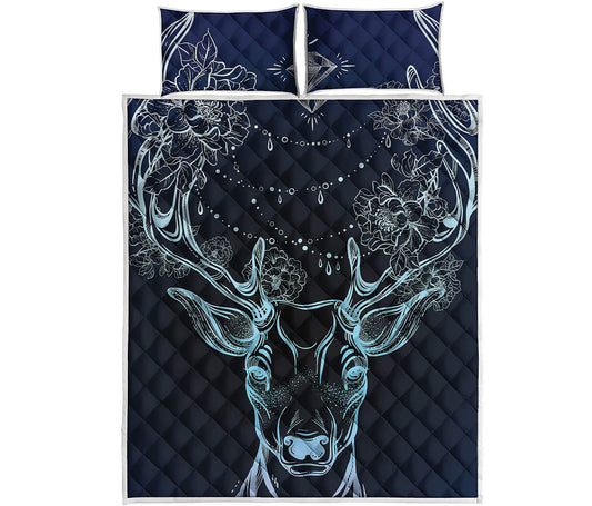 Bohemian Spiritual Deer Print Quilt Bed Set