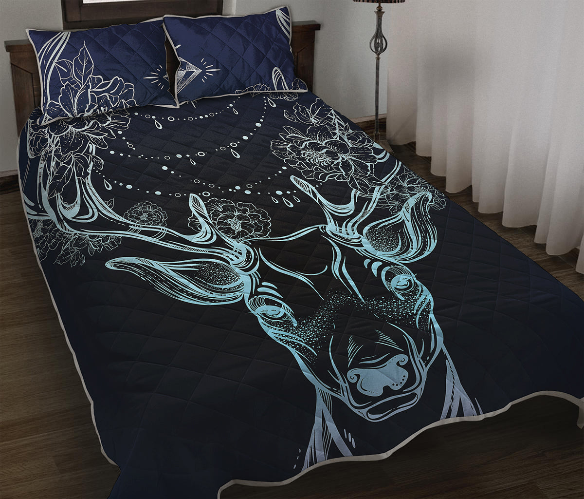Bohemian Spiritual Deer Print Quilt Bed Set