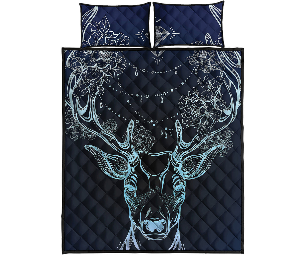 Bohemian Spiritual Deer Print Quilt Bed Set