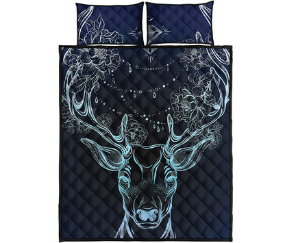 Bohemian Spiritual Deer Print Quilt Bed Set