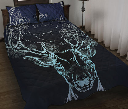 Bohemian Spiritual Deer Print Quilt Bed Set