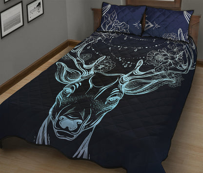 Bohemian Spiritual Deer Print Quilt Bed Set